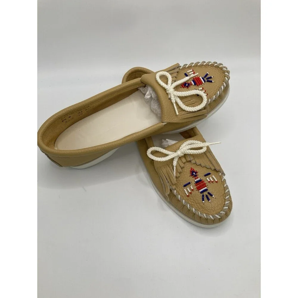 Made In USA Thunderbird Boat Moccasins Ladies Women’s Size 8.5 Leather 24 6275